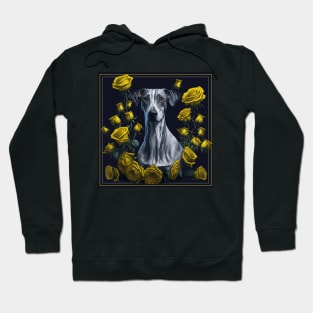 Whippet yellow roses Hoodie